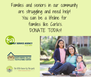 Donate to FSA. Families and seniors in our community are struggling and need help! You can be a lifeline for families like Carla's.